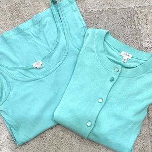 Bundle of 2 JCrew Classic Jackie Cardigan with Matching Perfect-fit Cotton Tank